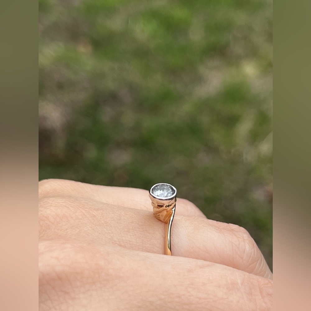 14k & Diamond Solitaire Engagement Ring - Picture 6 of 9